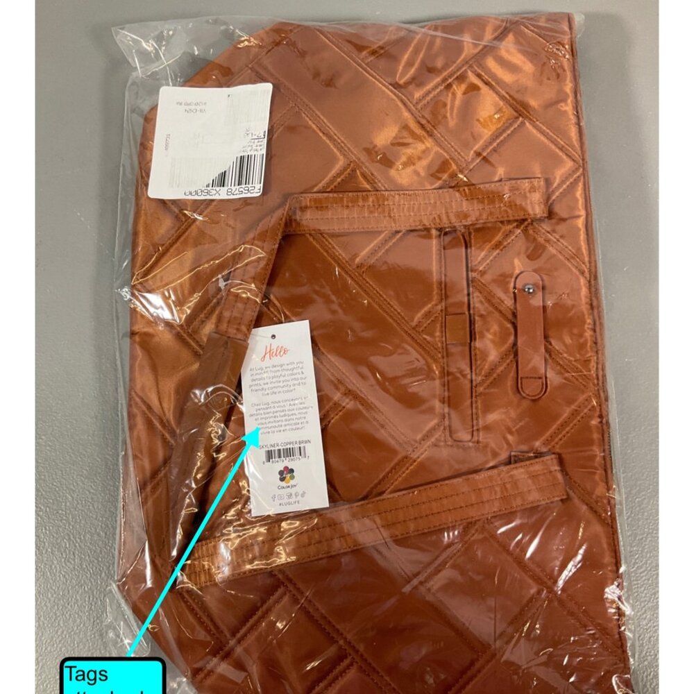 Lug Skyliner Tote Bag for Women, Copper Brown Polyester with Zip Pocket and Trol - Picture 6 of 8